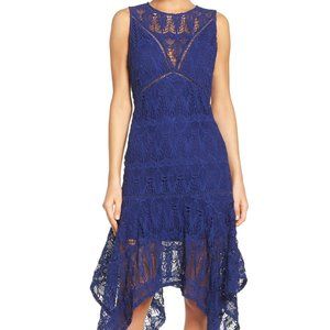 Adelyn Rae NEW Asymmetrical Lace Midi Dress L NWT